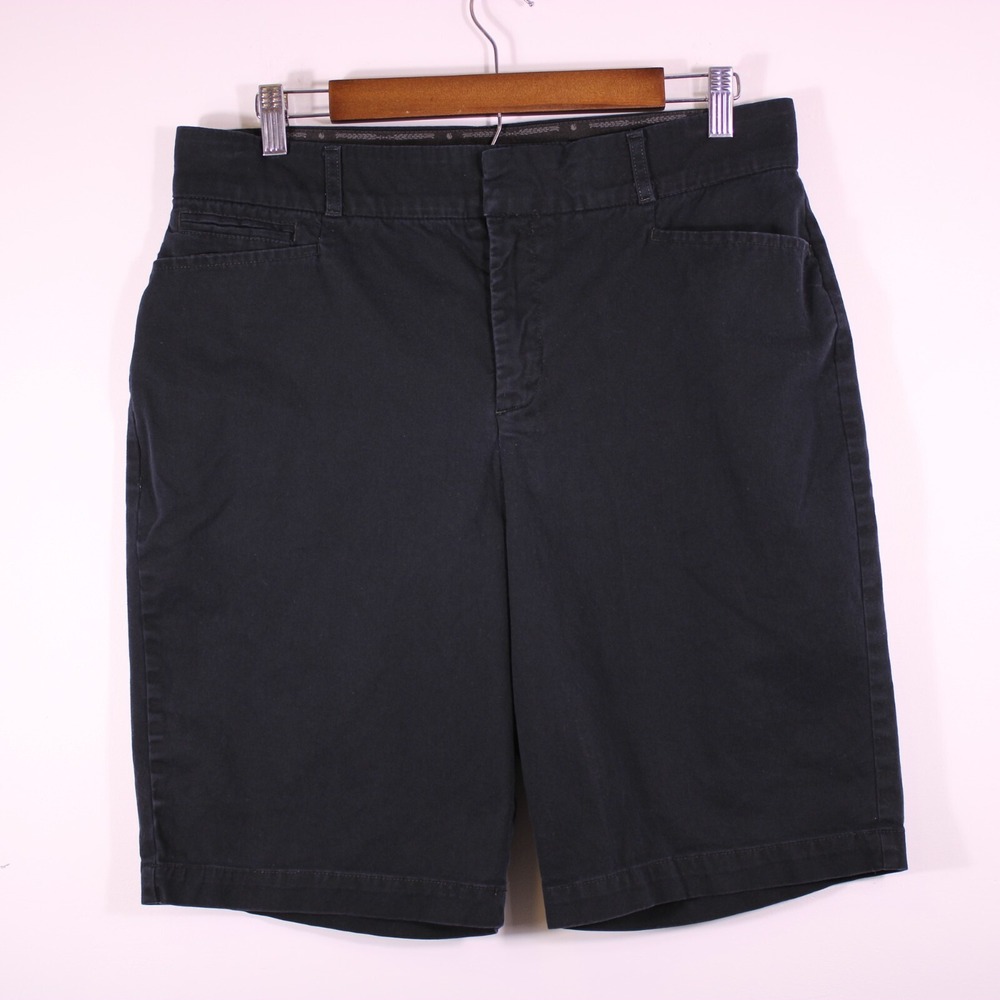 Gloria Vanderbilt Shorts Womens 10 Navy Blue Chino Casual Stretch Bermuda Missy - Picture 5 of 13